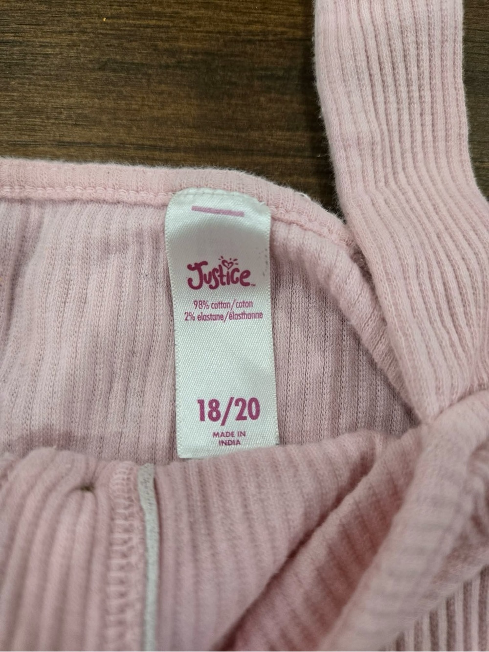 Justice Light Pink Ribbed Button-Front Tie Tank - Picture 5 of 5
